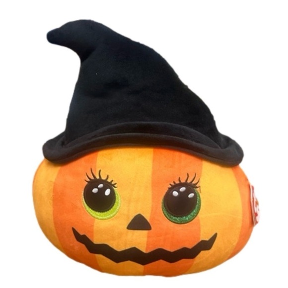 NWT Ty Ramona the Pumpkin 13” Plush Toy Witch Hat Halloween Jack-o’-lantern Soft - Picture 1 of 4